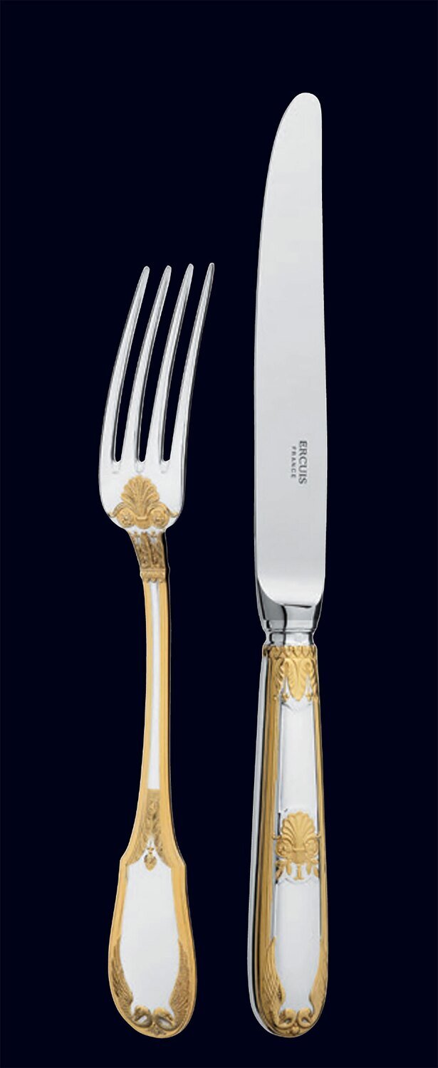 Ercuis Empire Serving Fork For Salads Sterling Silver Gold Accents F638490-44, MPN: F638490-44, 366…