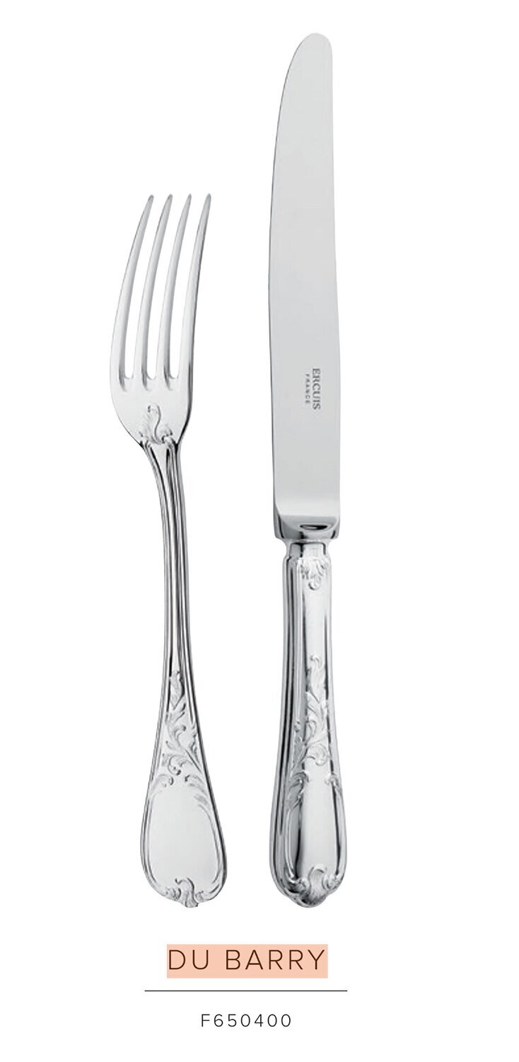 Ercuis Du Barry Dessert Fork Silver-Plated Gold Accents F658400-05
