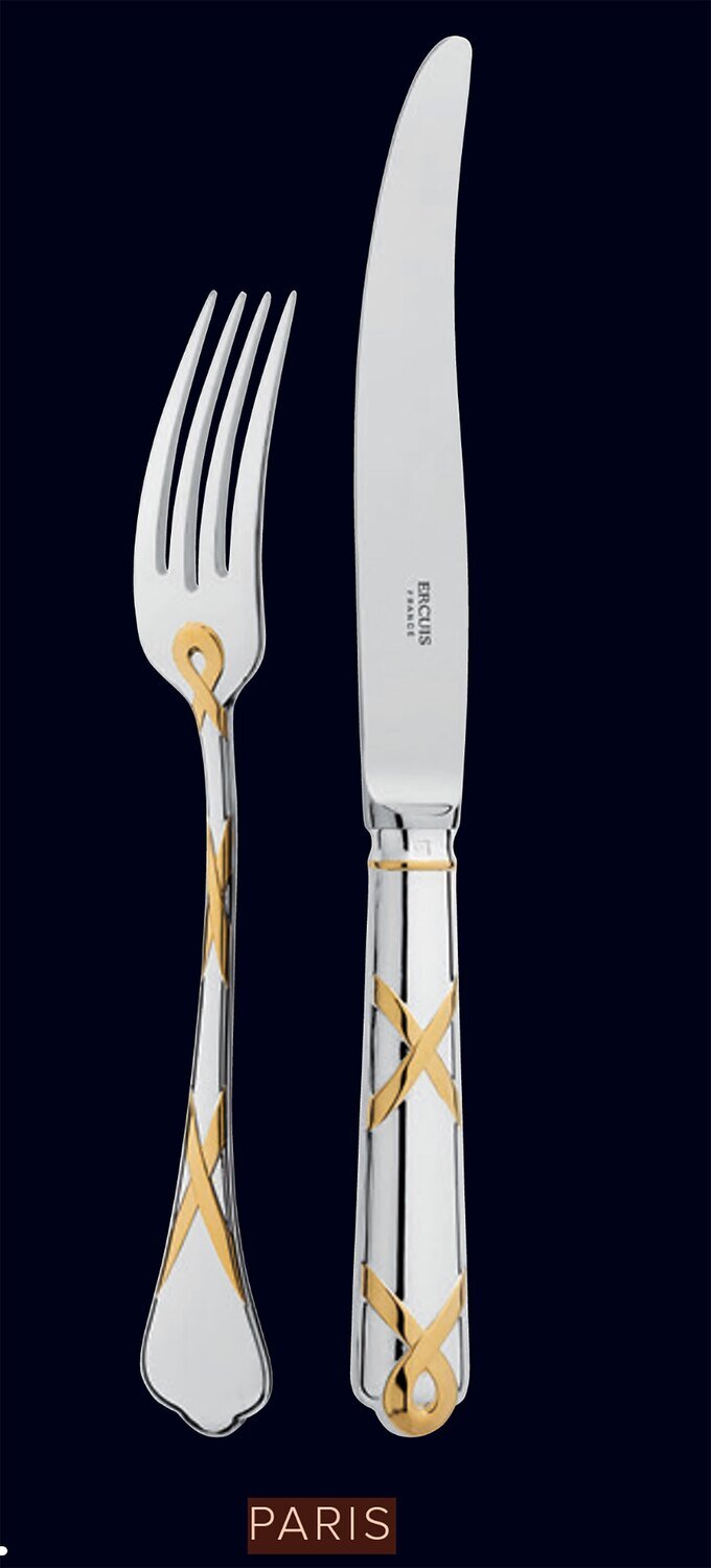 Ercuis Paris Dessert Fork Silver-Plated Gold Accents F658610-05