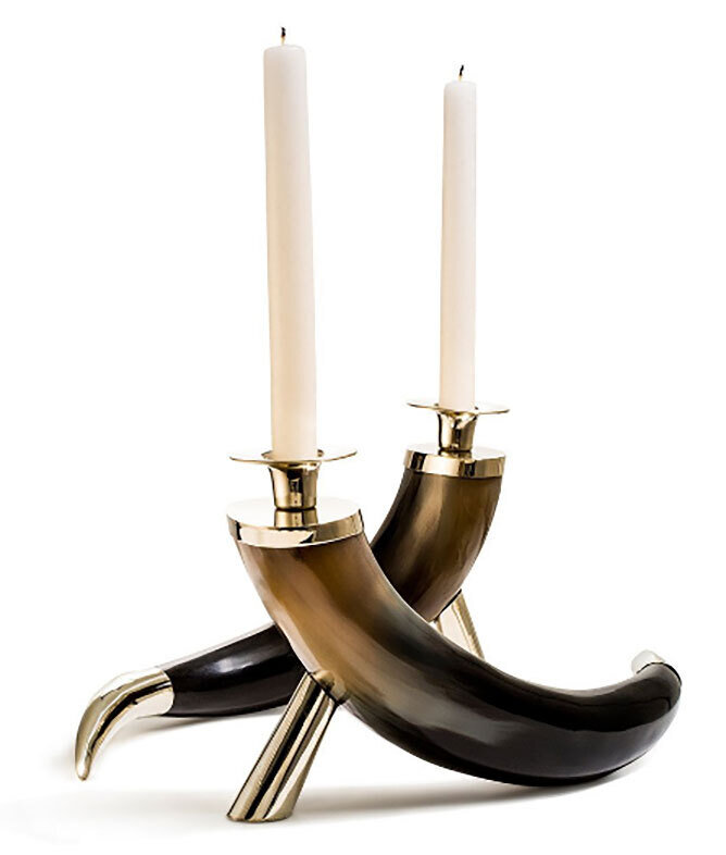 LADORADA Large Horn Candle Holder Set HC-HB-CR-1608