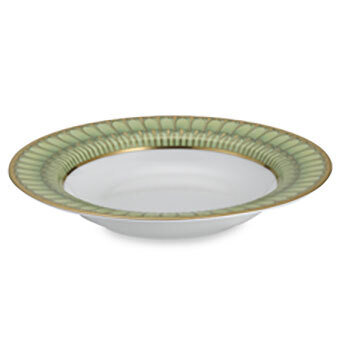 Deshoulieres Arcades Green Rim Soup Plate ACA-MZ6722, MPN: ACA-MZ6722, 3104360556652