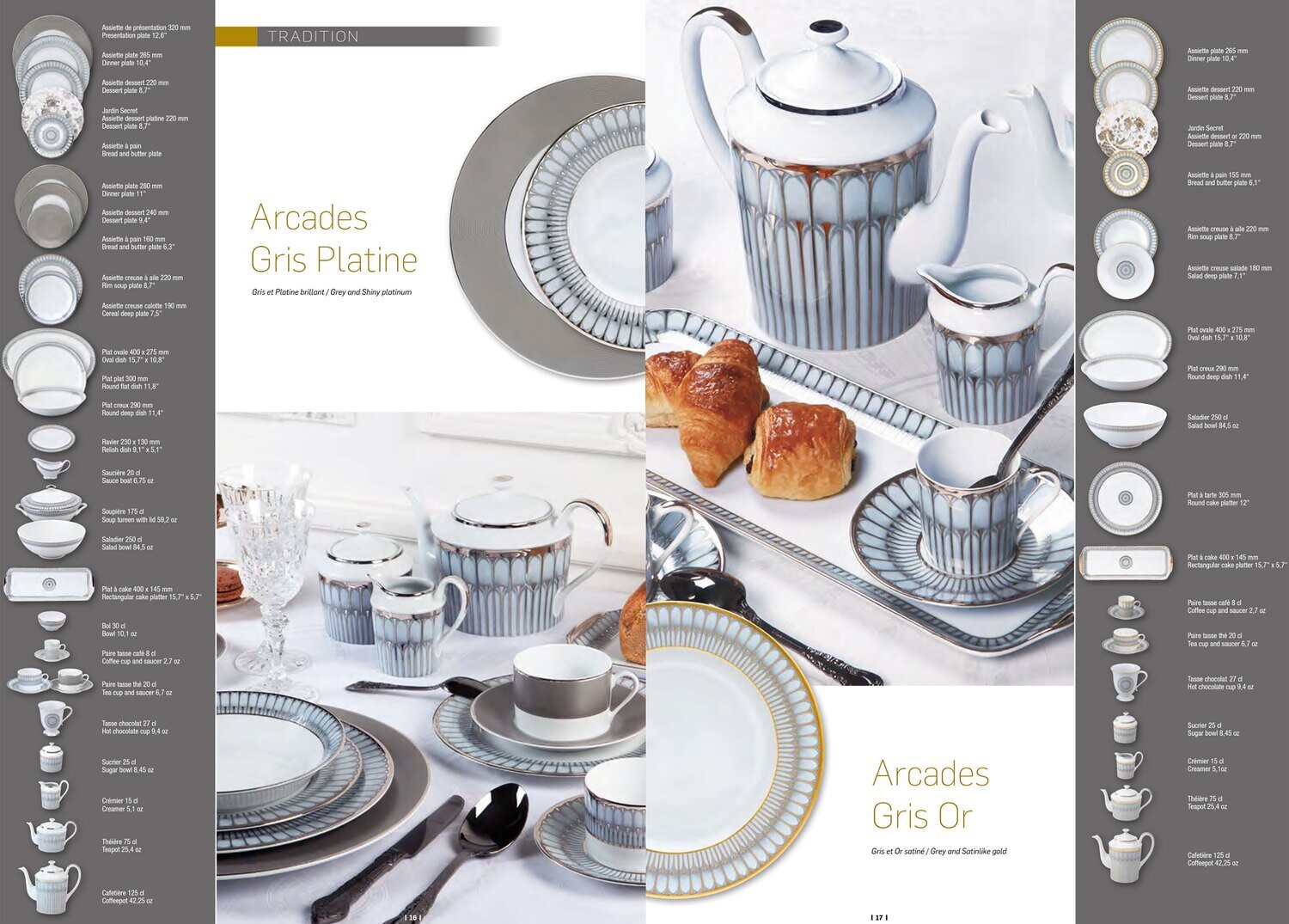 Deshoulieres Arcades Grey &amp; Shiny Platinum Dinner Plate 030197