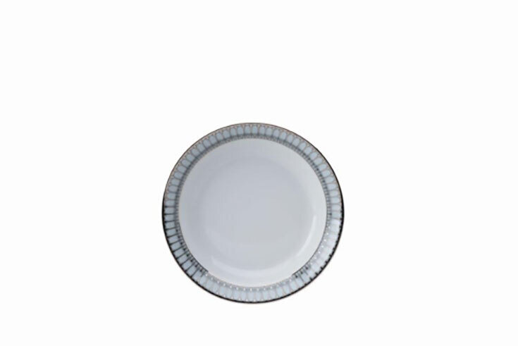 Deshoulieres Arcades Grey & Shiny Platinum Soup Cereal Plate 030473