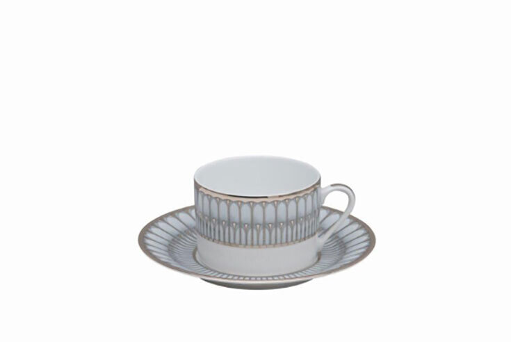 Deshoulieres Arcades Grey & Shiny Platinum Tea Saucer 030204