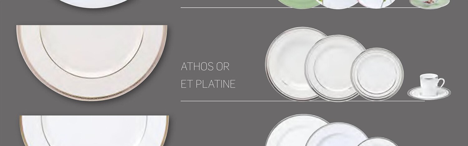 Deshoulieres Athos Gold &amp; Platinum Rim Soup Plate ACA-MZ6531, MPN: ACA-MZ6531, 3104360383685