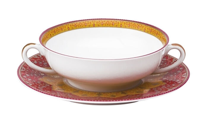 Deshoulieres Dhara Red Cream Soup Saucer SBBC-RI7438
