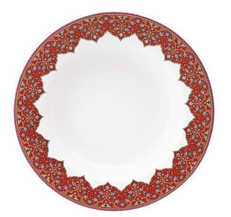 Deshoulieres Dhara Red Rim Soup Plate ACA-RI7438, MPN: ACA-RI7438, 3104361291767
