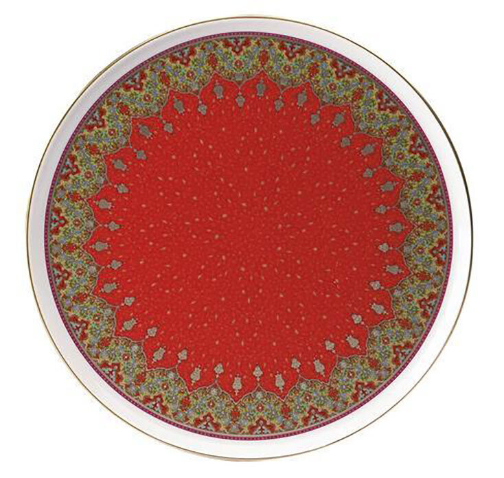 Deshoulieres Dhara Red Round Cake Platter PTA-RI7438, MPN: PTA-RI7438, 3104361259569