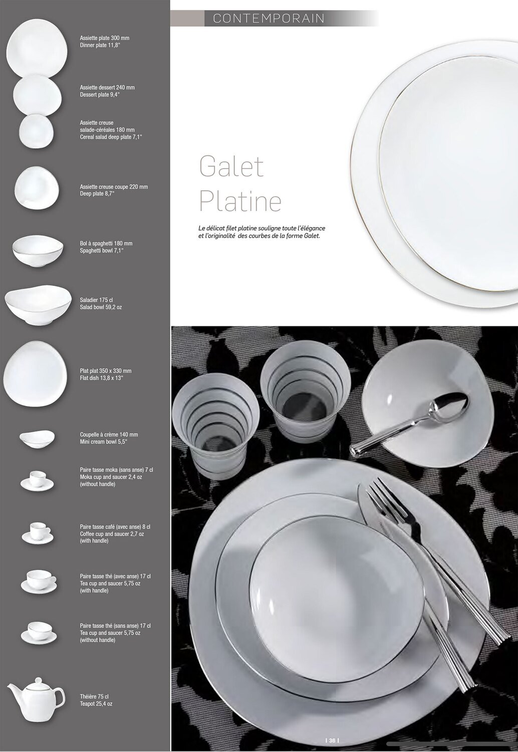 Deshoulieres Galets Platinum Filet Round Flat Dish PP-GA7311
