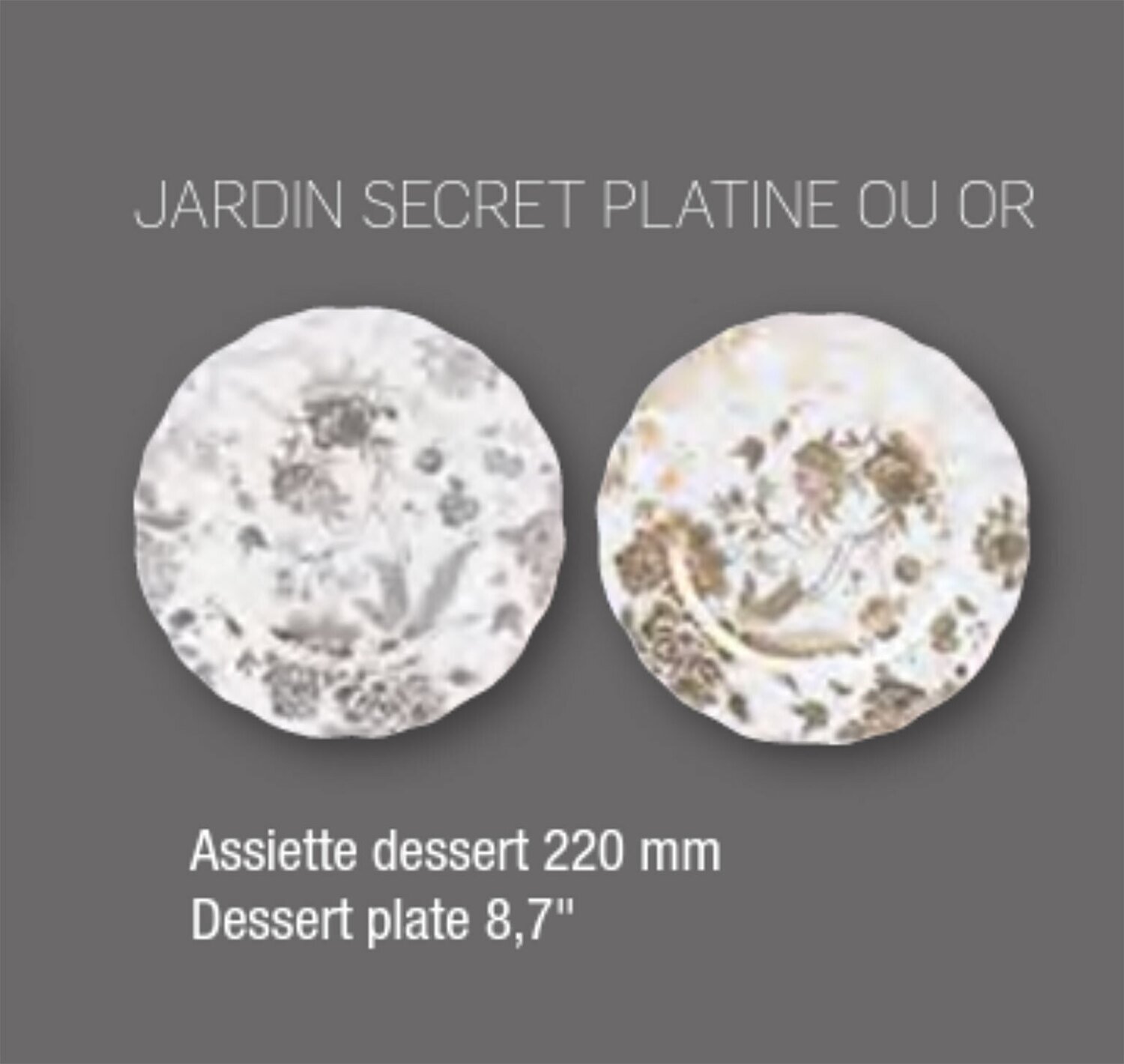 Deshoulieres Jardin Secret Grey Gold Accent Plate 033894