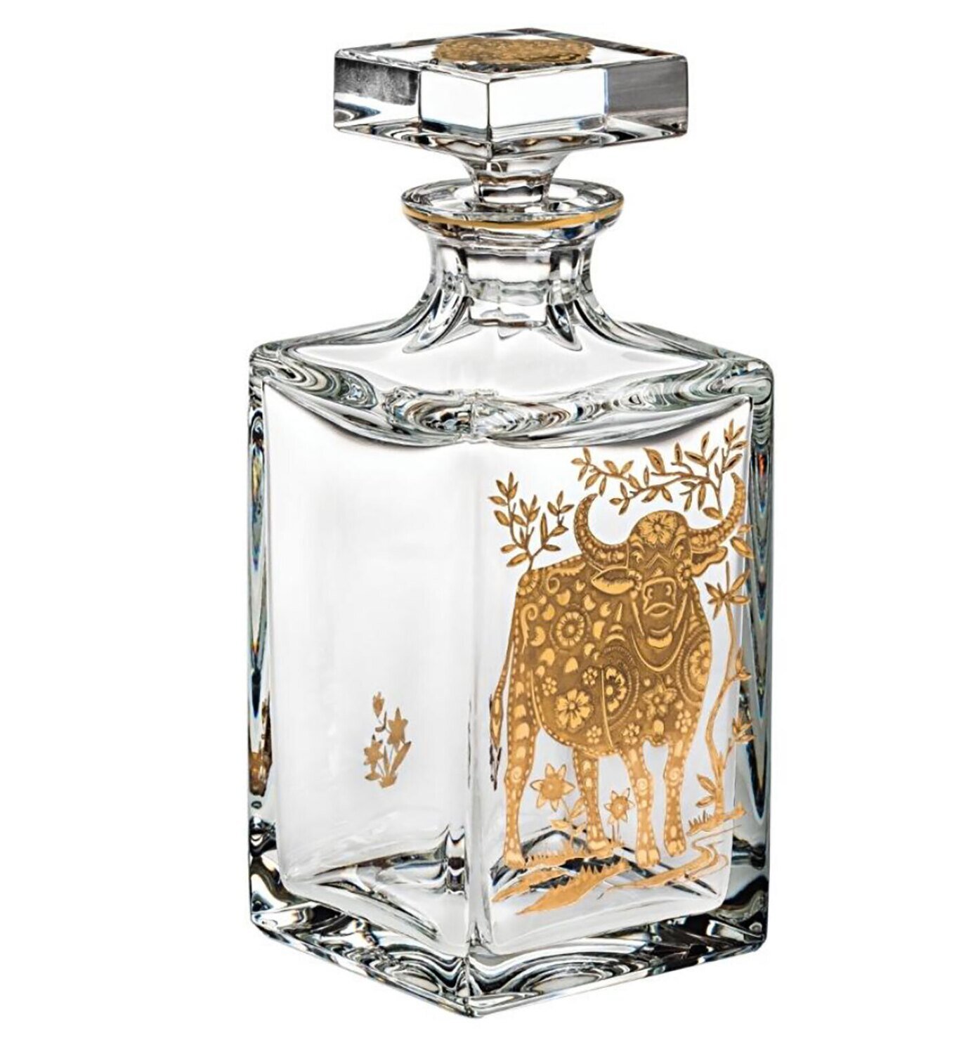 Vista Alegre Golden Whisky Decanter With Gold Ox 48003789, MPN: 48003789,