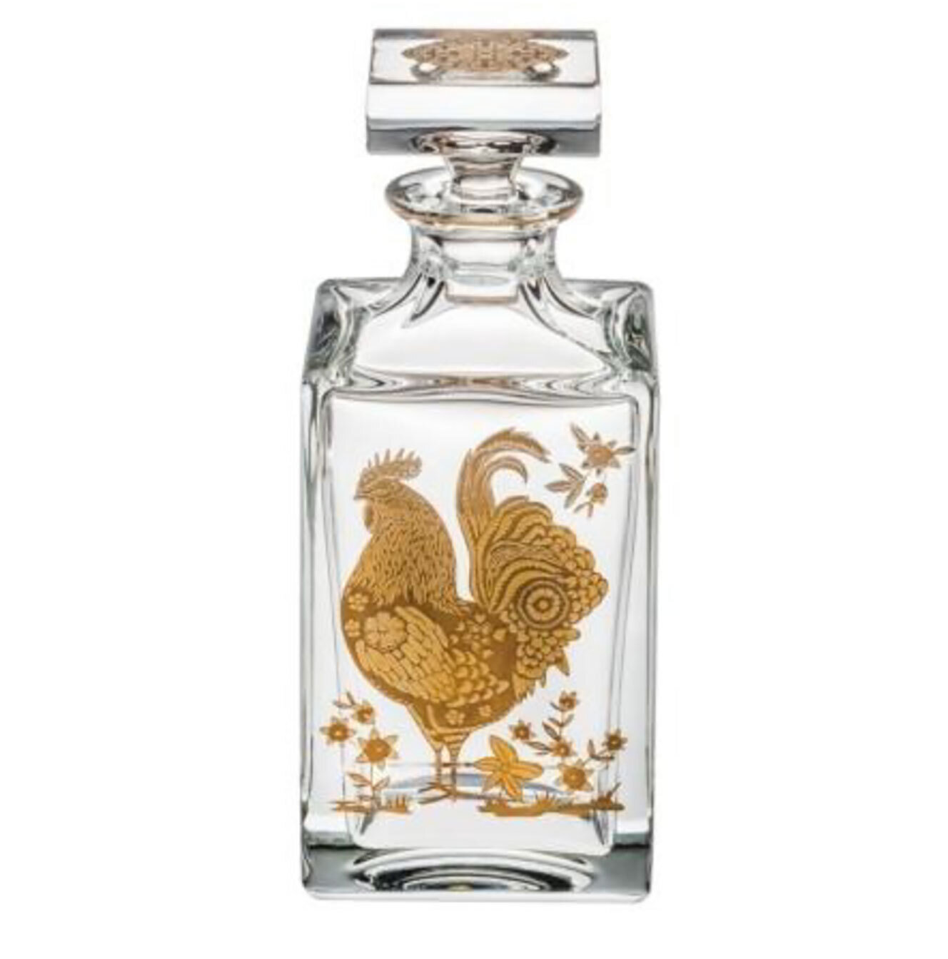 Vista Alegre Golden Whisky Decanter With Gold Rooster 48004150, MPN: 48004150,