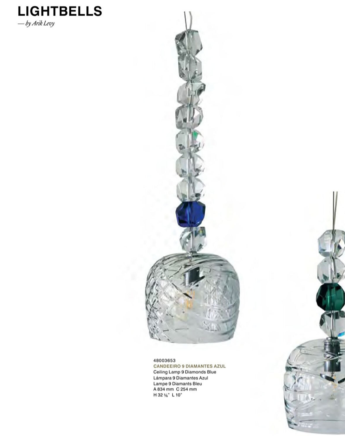 Vista Alegre Lightbells Ceiling Lamp 9 Diamonds Blue 48003653