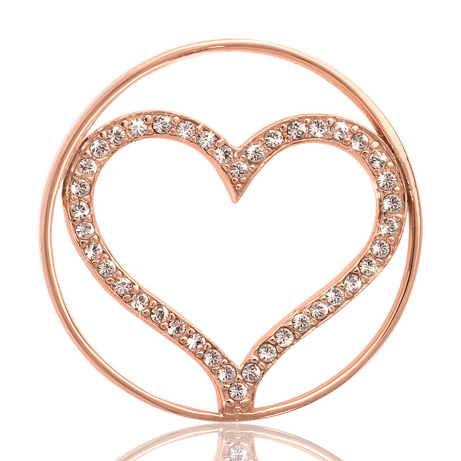 Nikki Lissoni Sparkling Heart Rose Gold Plated 33mm Coin C1005RGM