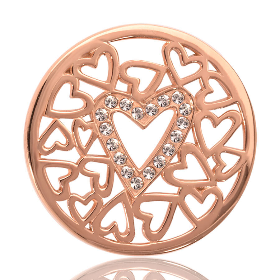 Nikki Lissoni Surrounded By Hearts Rose Gold Plated 33mm Coin C1020RGM
