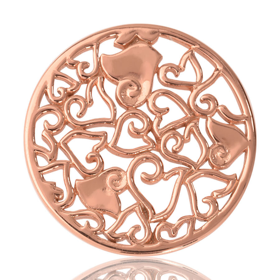 Nikki Lissoni Baroque Hearts Rose Gold Plated 33mm Coin C1026RGM