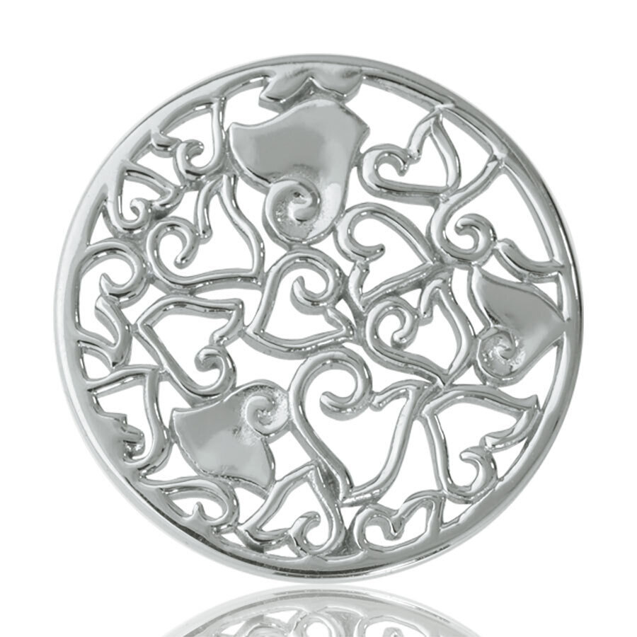Nikki Lissoni Baroque Hearts Silver Plated 33mm Coin C1026SM
