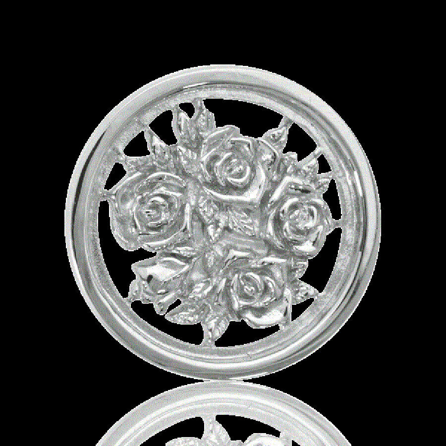 Nikki Lissoni Bouquet With Roses Two-Sided Silver Plated 23mm Coin C1027SS