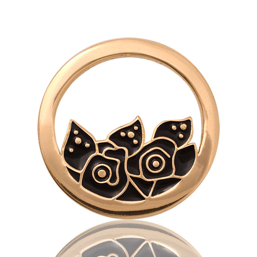 Nikki Lissoni Midnight Roses Gold Plated 23mm Coin C1053GS