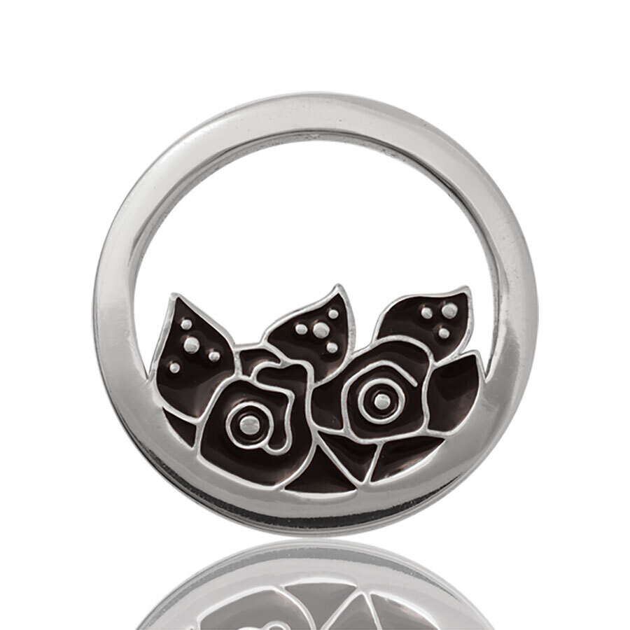 Nikki Lissoni Midnight Roses Silver Plated 23mm Coin C1053SS