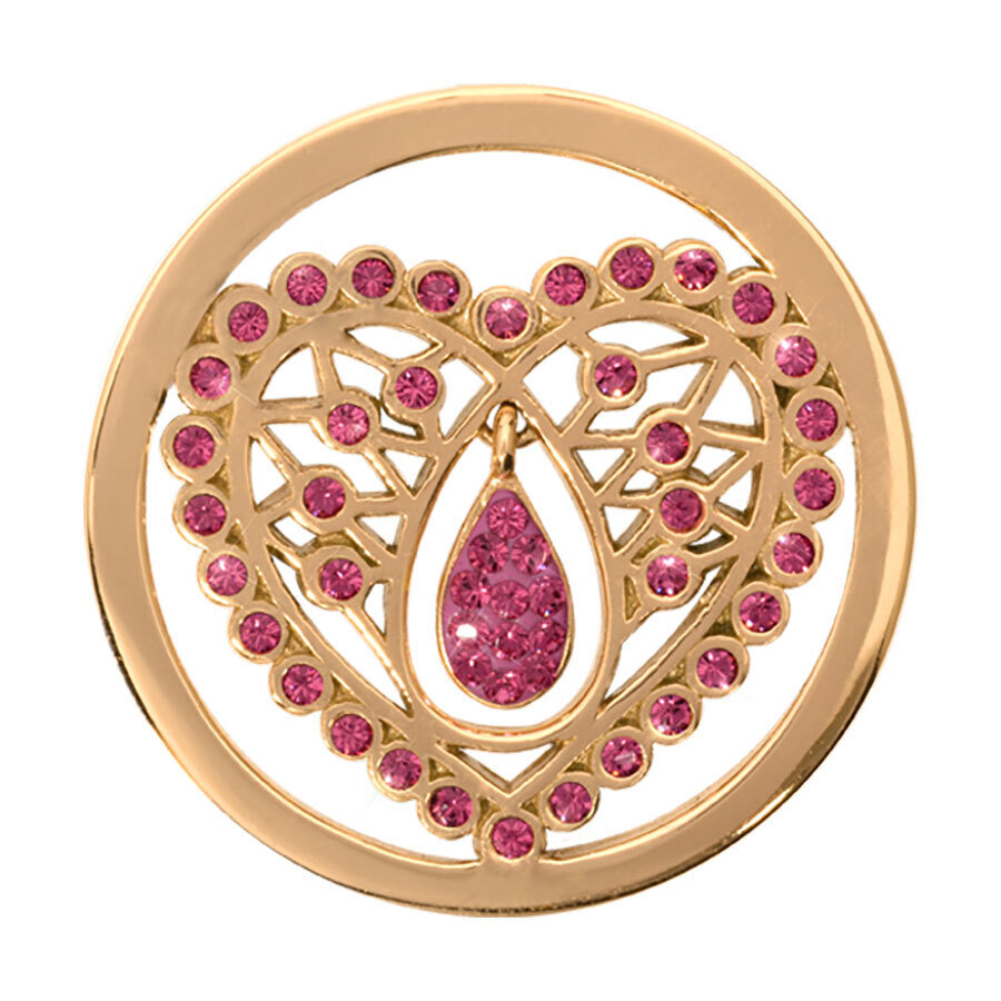 Nikki Lissoni Pink Indian Heart Gold Plated 33mm Coin C1076GM