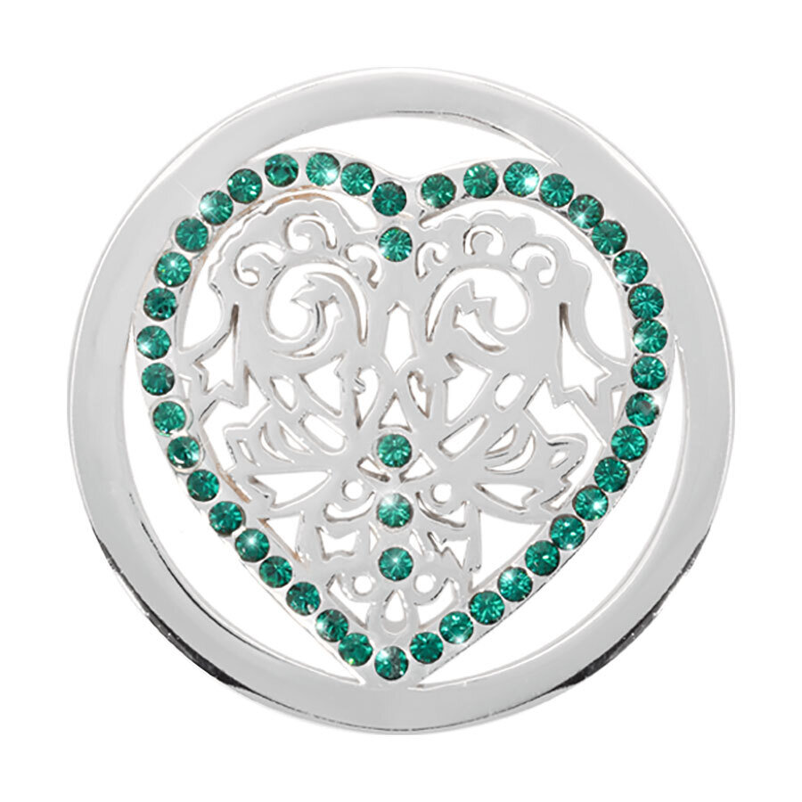 Nikki Lissoni Green Heart Silver Plated 33mm Coin C1129SM