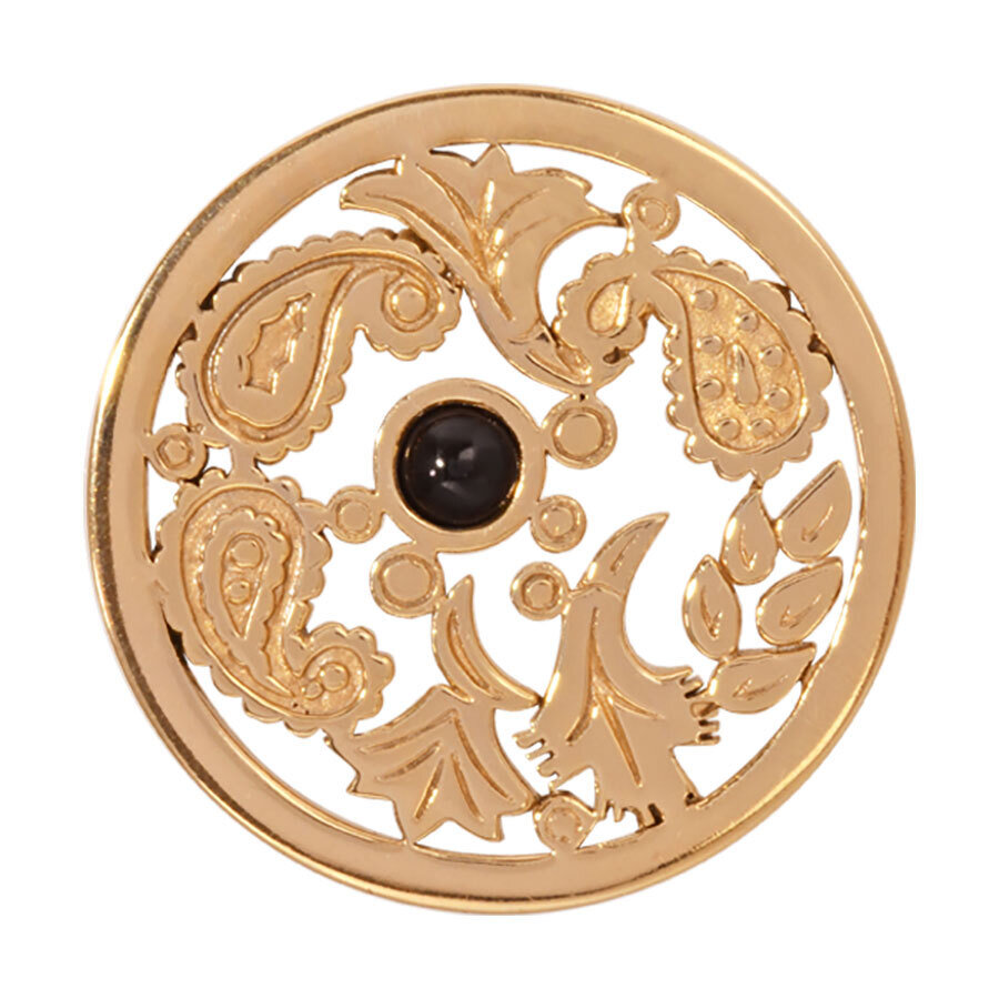 Nikki Lissoni Black Gold Paisley Gold Plated 33mm Coin C1248GM