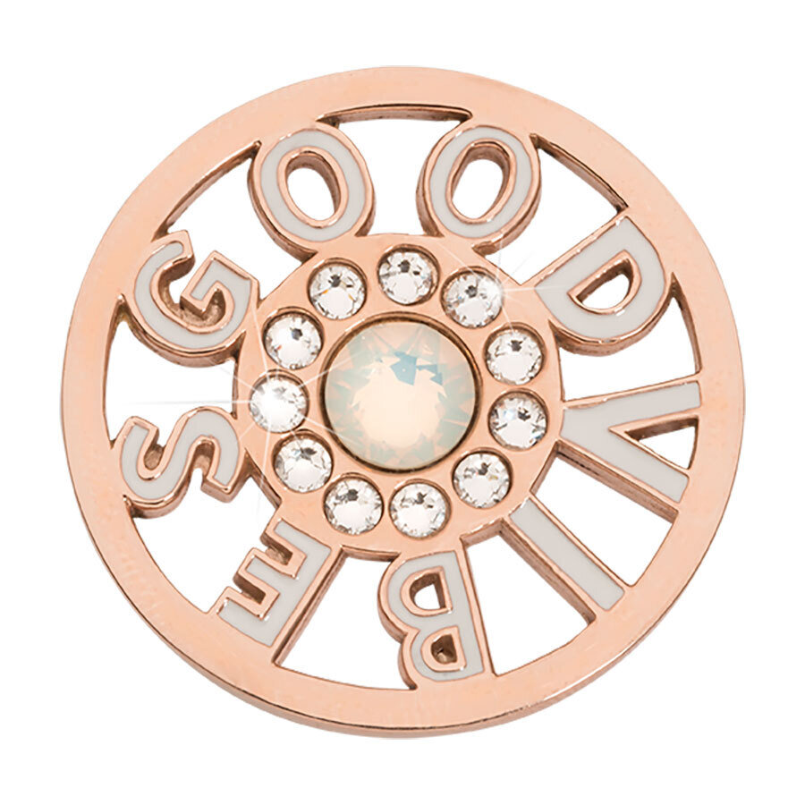 Nikki Lissoni Surrounded By Good Vibes Pearl White Rose Gold Plated 33mm Coin C1619RGM