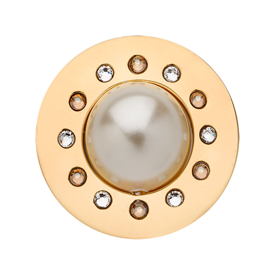 Nikki Lissoni In The Middle Of The Day With Crystal Pearl Swarovski Crystals Gold Plated 23mm Coin C1643GS