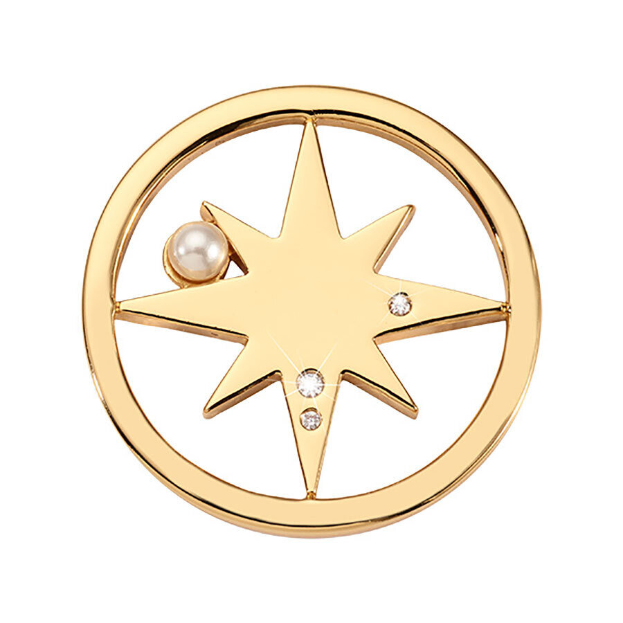 Nikki Lissoni Falling Pearl Star Coin Gold Plated 23mm Coin C1726GS