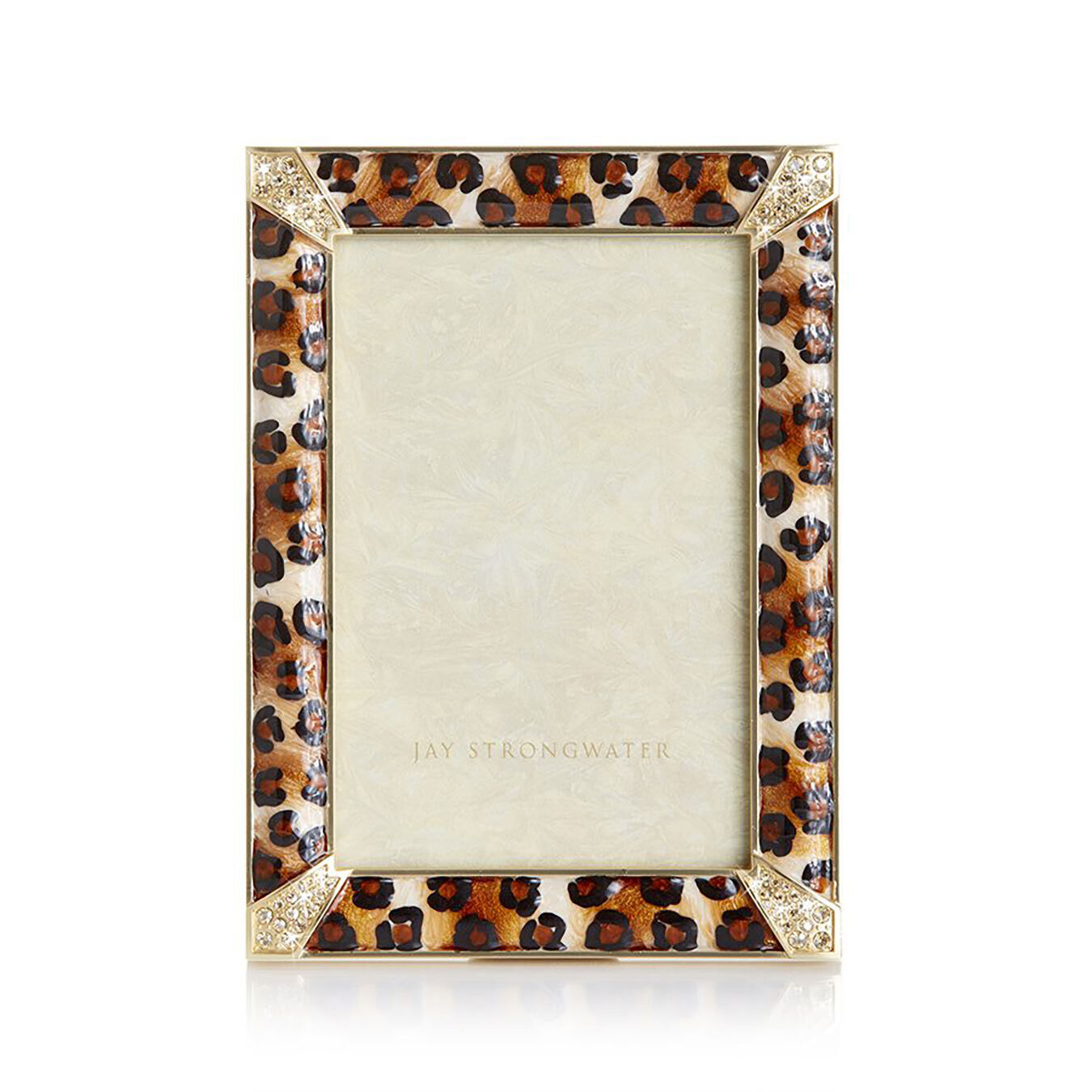 Jay Strongwater Leopard Spotted Pave Corner 4" x 6" Picture Frame SPF5830-203