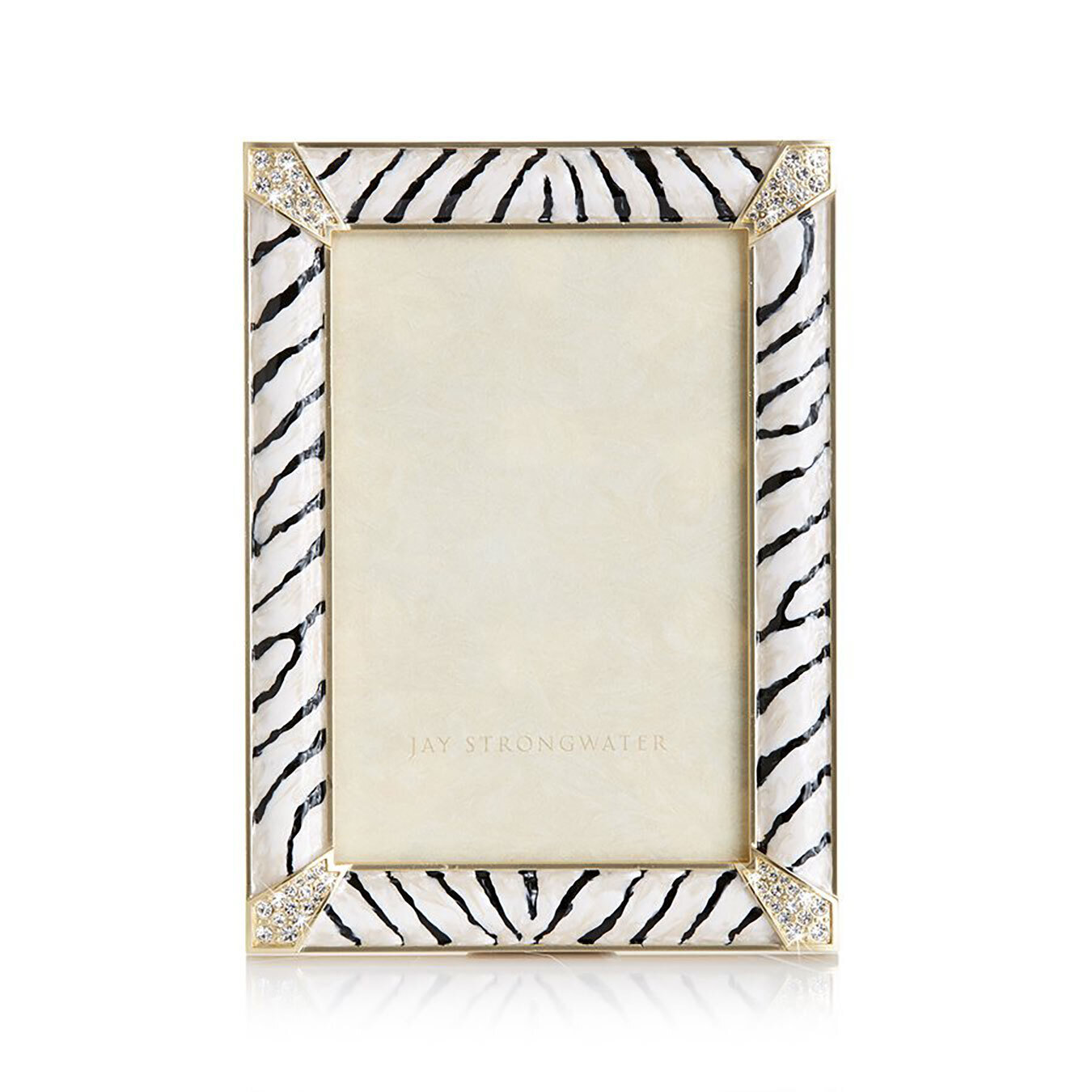 Jay Strongwater Zebra Striped Pave Corner 4" x 6" Picture Frame SPF5830-280