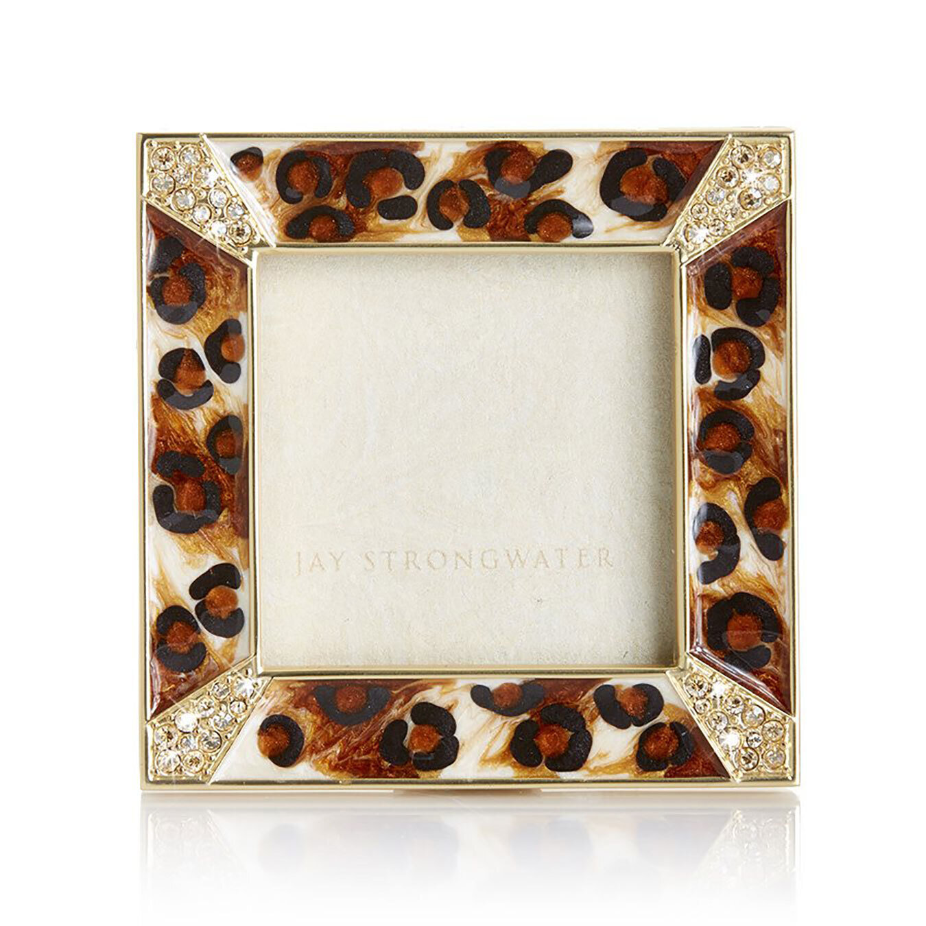 Jay Strongwater Leopard Spotted Pave Corner 2" Square Picture Frame SPF5130-203