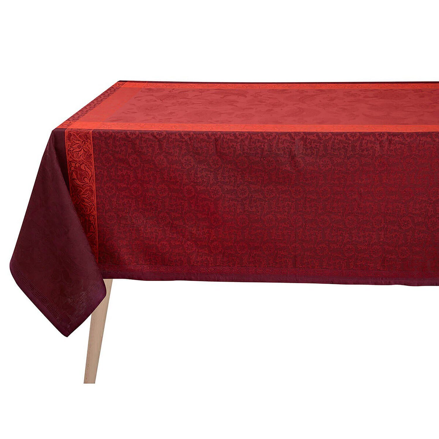 Le Jacquard Tablecloth Ottomane Burgundy 175 x 175 100% Linen 26535