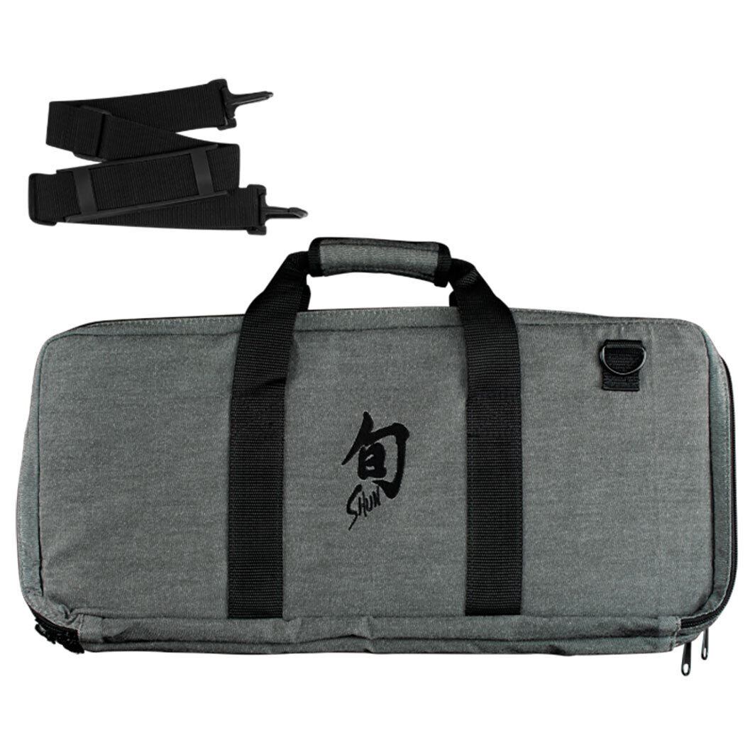 Shun Knife Case 20 Slot Grey with Shoulder Strap & Black Shun Logo DM0886