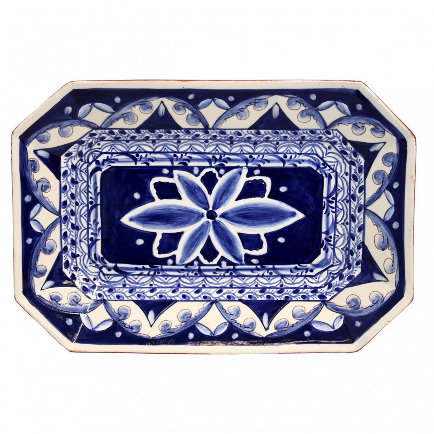 Casafina Alentejo Terracotta Indigo Octagonal Platter T70-BW