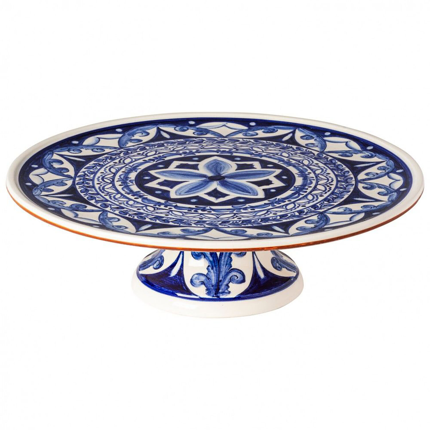 Casafina Alentejo Terracota Indigo Footed Plate 13 Inch FP90-BW, MPN: FP90-BW, 840289091616