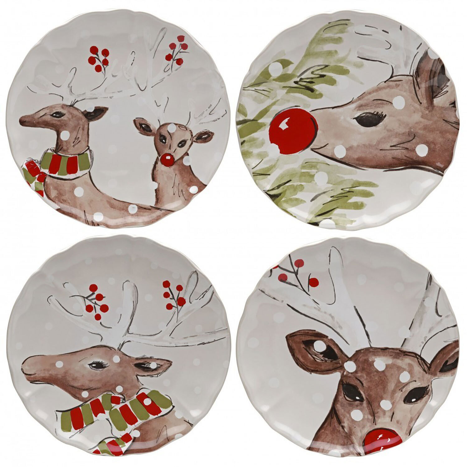 Casafina Deer Friends White Set of 4 Dinner Plates DF601-WHI, MPN: DF601-WHI, 840289015162
