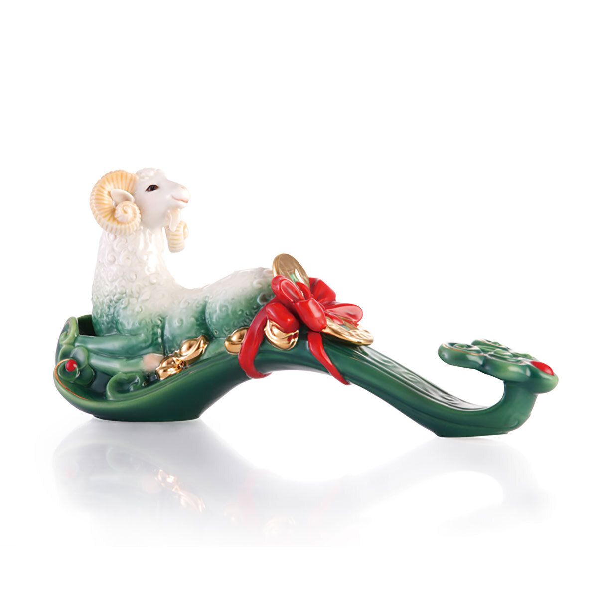 Franz Porcelain High Spirited Energy Goat Ruyi Figurine FZ03273, MPN: FZ03273,