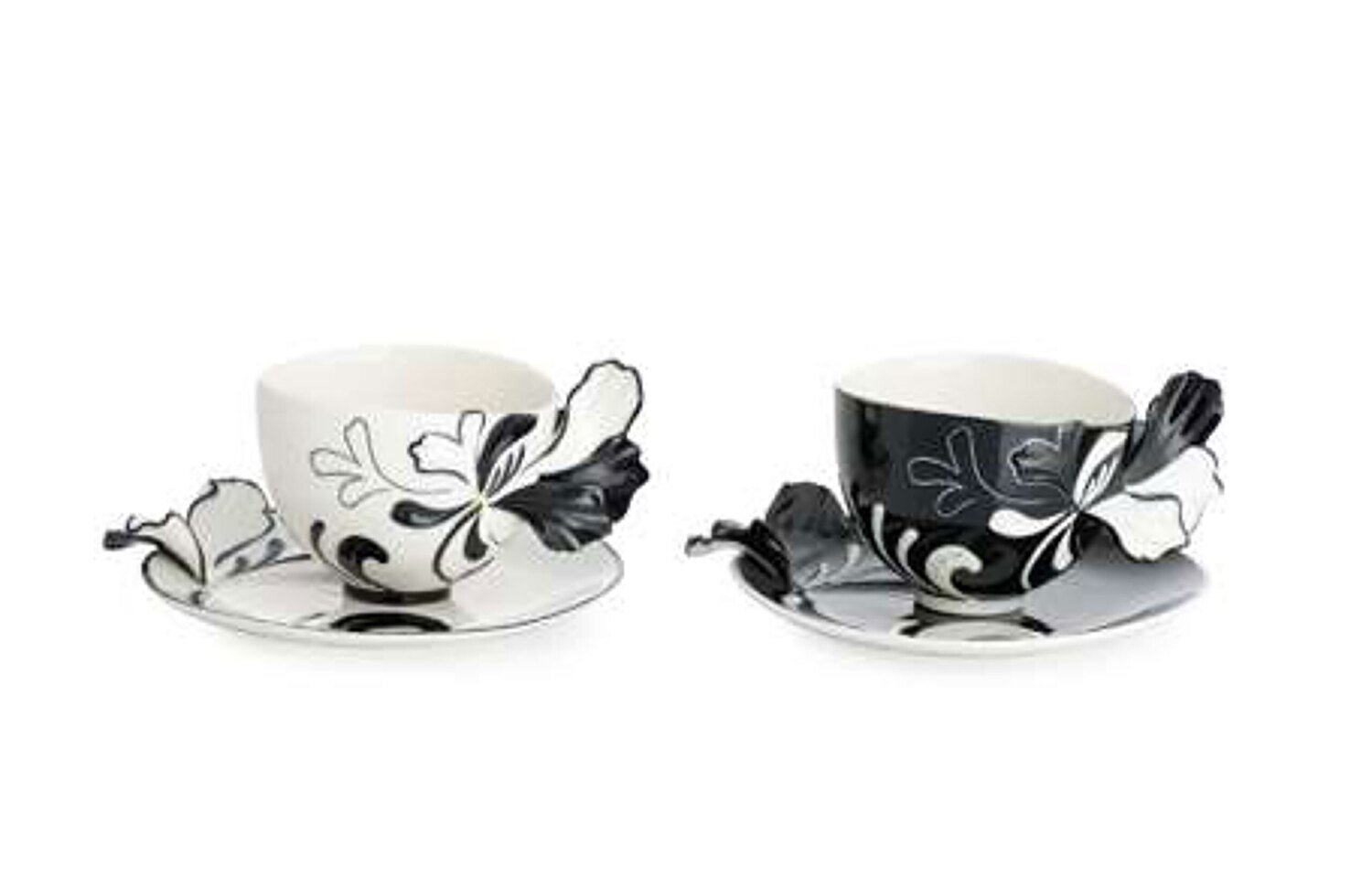 Franz Porcelain Pattern Of Black and White Peony Flower Cup & Saucer Set CP00004