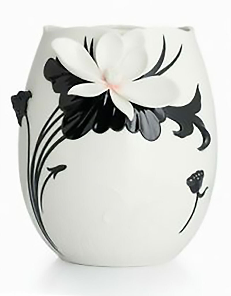 Franz Porcelain Pattern Of Black and White Lotus Flower Brush Holder CP00044