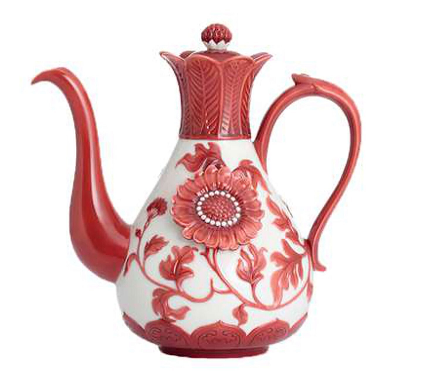 Franz Porcelain Underglaze Red Chrysanthemum Teapot CP00022, MPN: CP00022,