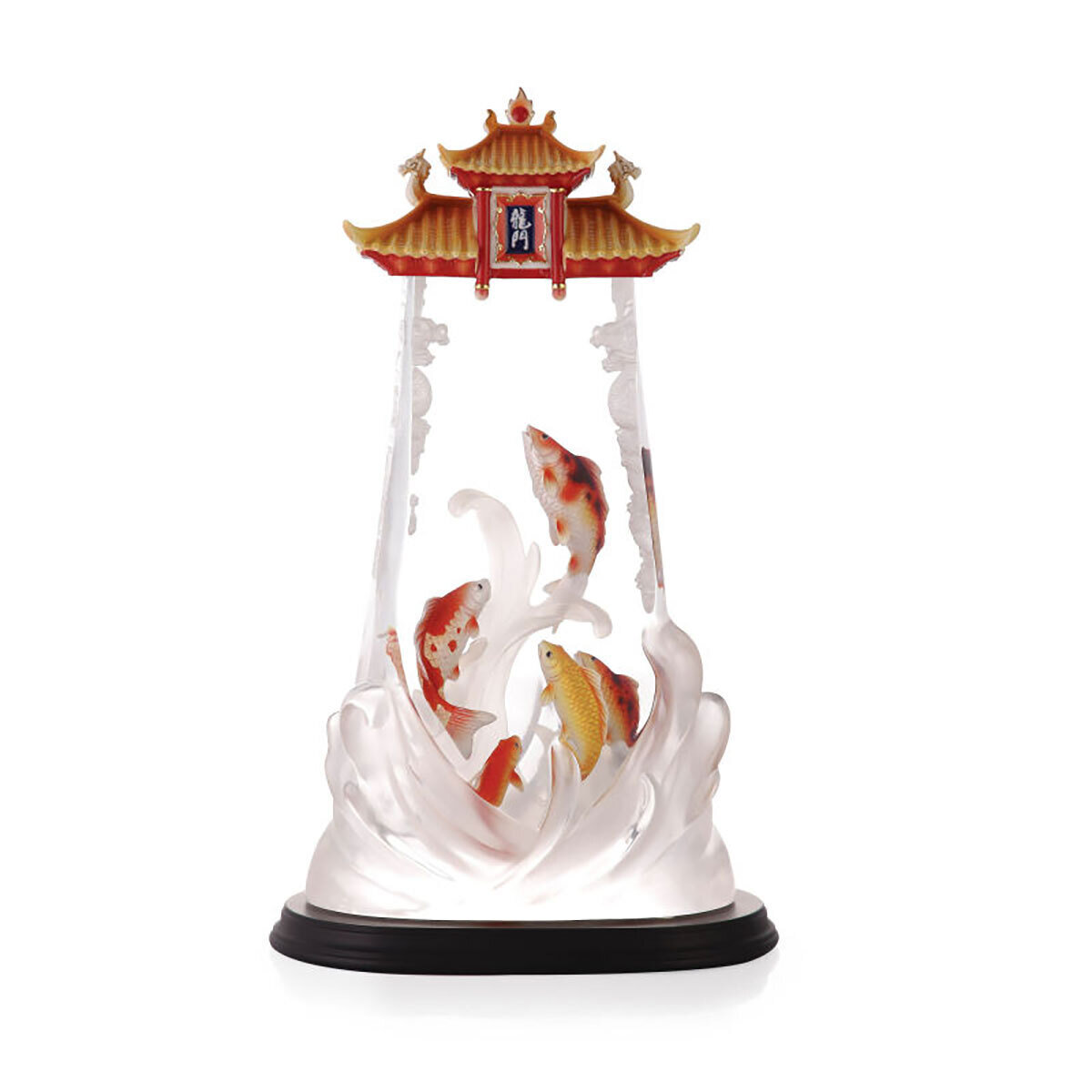 Franz Porcelain Lucite Jumping Fish To Success Figurine With Wooden Base Limited Editon of 288 FL00144