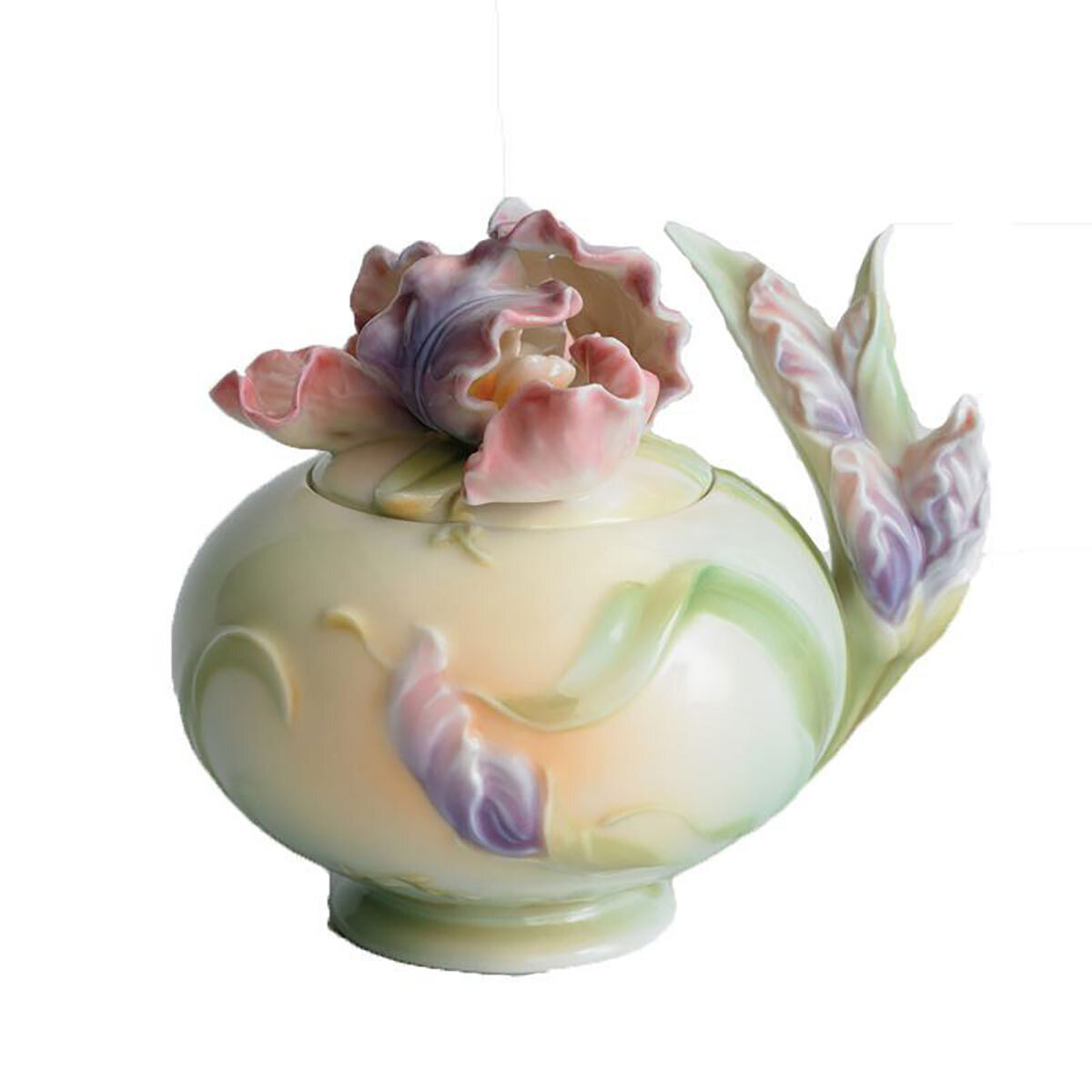 Franz Porcelain Windswept Beauty Iris Sugar Jar With Cover Limited Editon of 2000 FZ00838