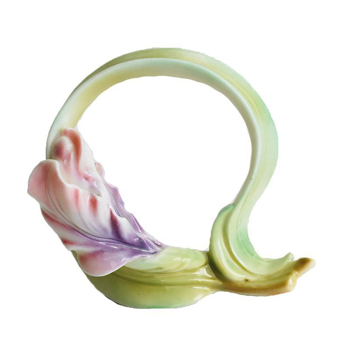 Franz Porcelain Windswept Beauty Iris Napkin Rings Set 4 Limited Editon of 2000 FZ00844