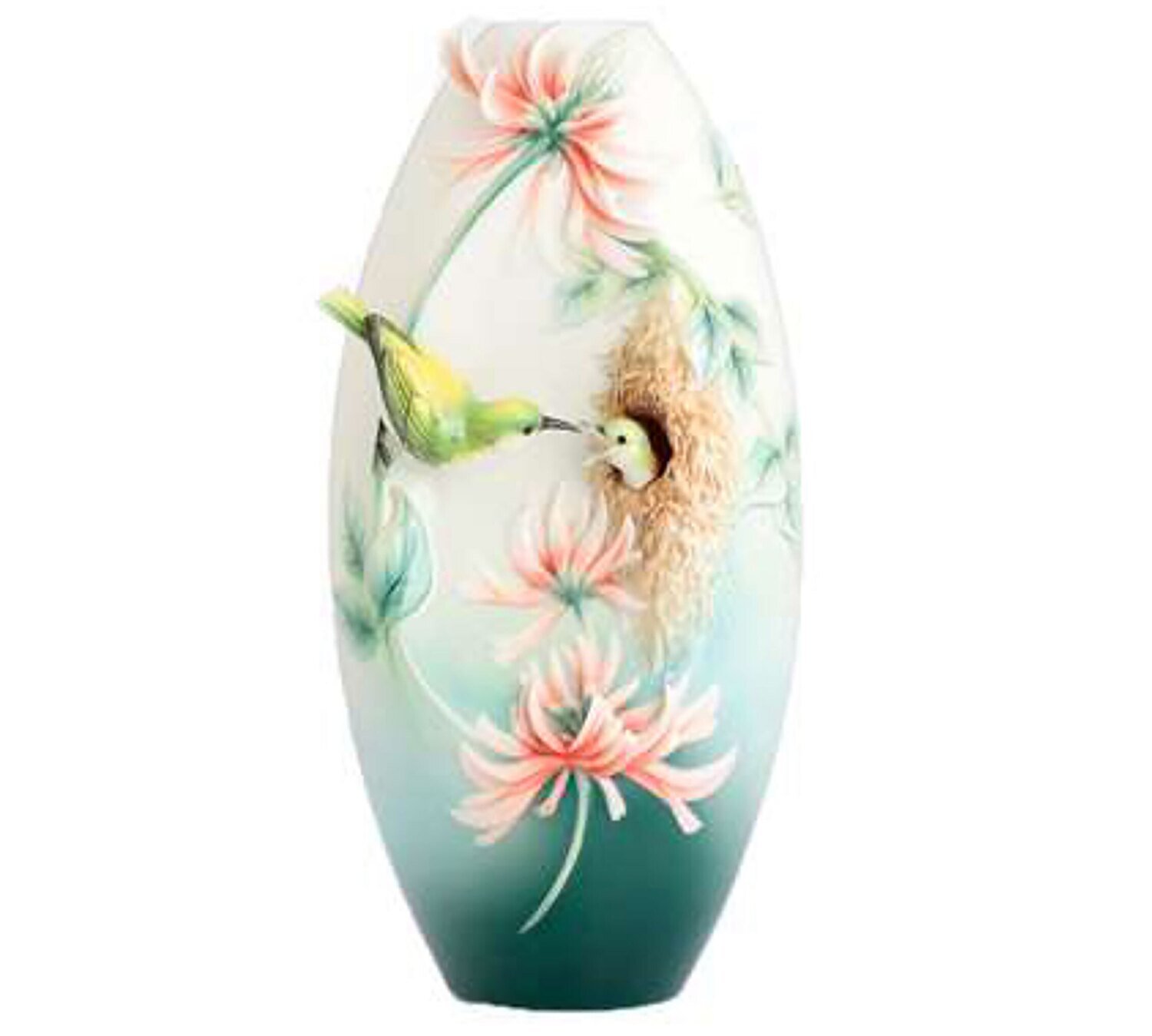 Franz Porcelain Sunbird and Coral Tree Vase FZ02970