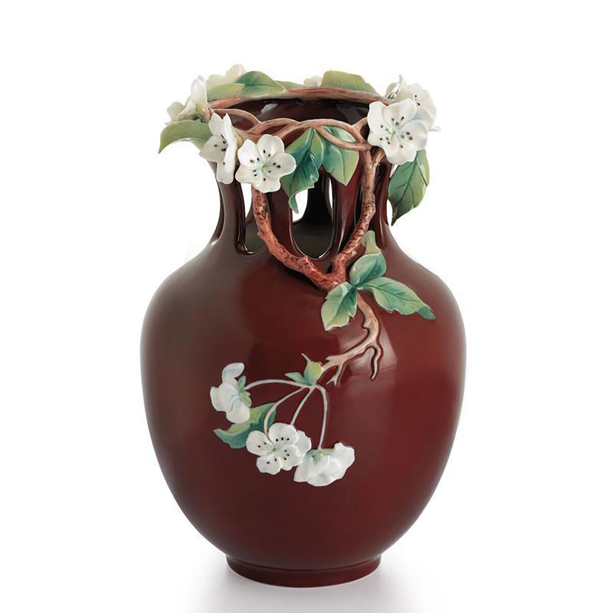 Franz Porcelain Spring Poetry and Leaf Vine Large Vase 12"H FZ01513