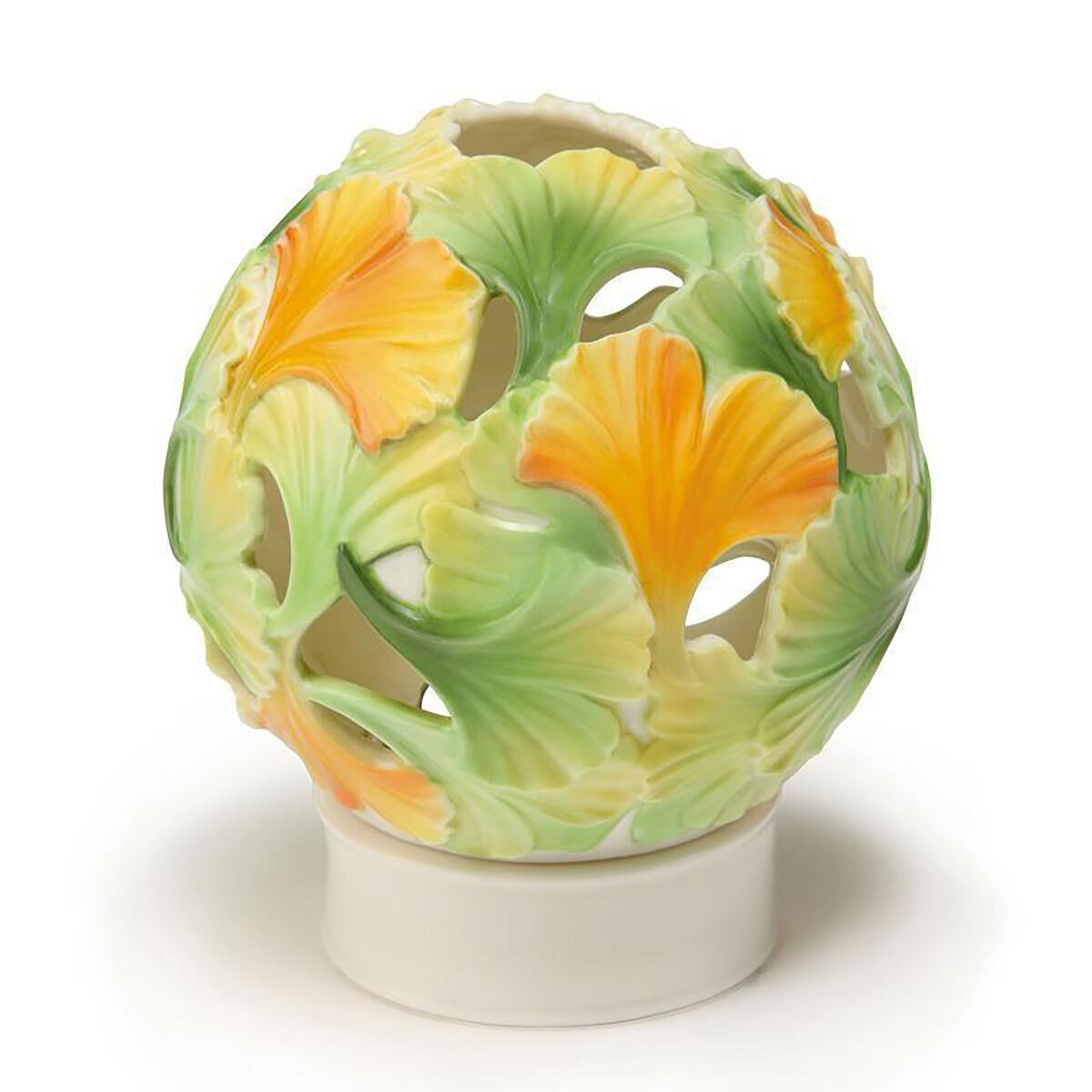Franz Porcelain Spa Collection Gingko Flower Tea Light Holder FZ01942