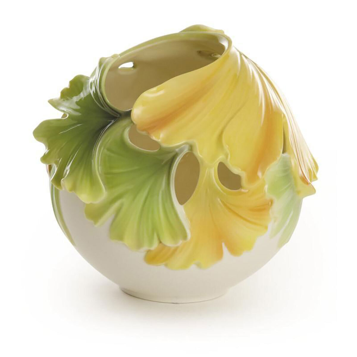 Franz Porcelain Spa Collection Gingko Flower Ornamental Potpourri Vase FZ01947