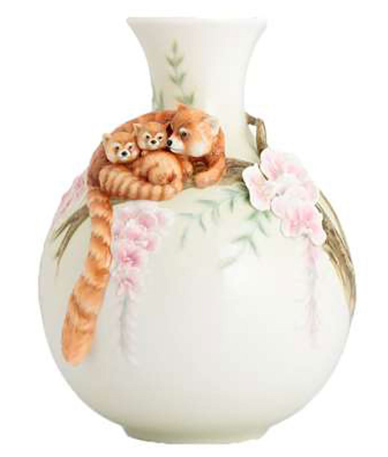 Franz Porcelain Red Panda and Purplevine Vase FZ02969